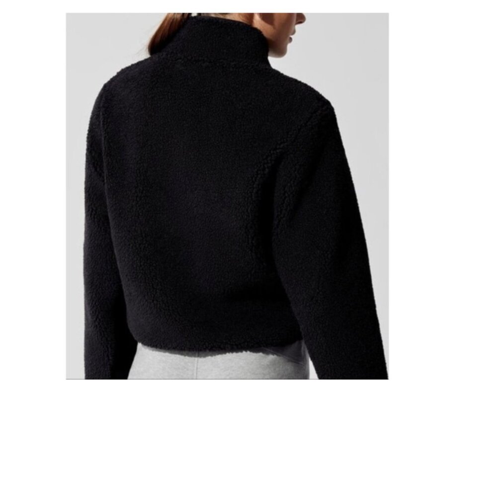 ***SOLD*** Alo Half-Zip Sherpa Jacket Black Shearling cabin Sweater $160 Size M - Picture 4 of 5